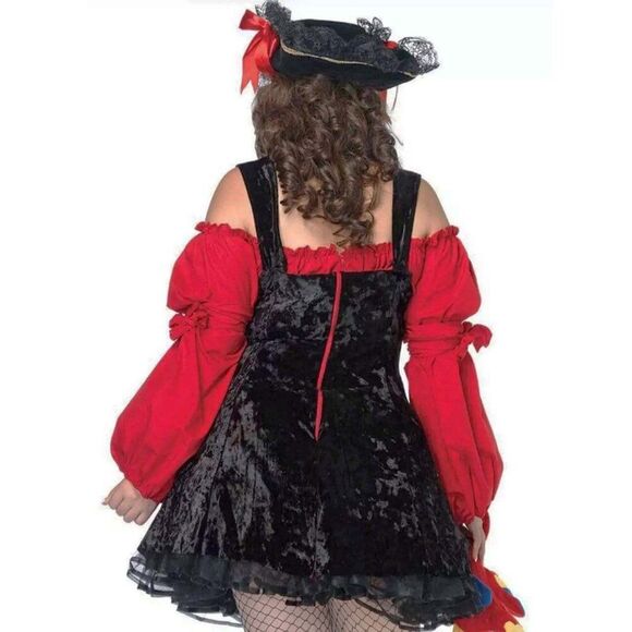 Plus Vixen Pirate Wench Costume Red Womens Size 1x 2x Halloween Cosplay Dress - Picture 6 of 9